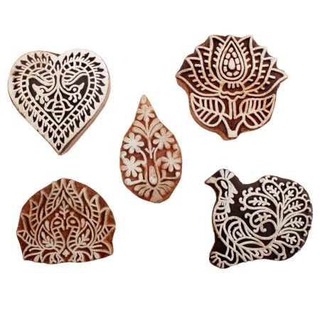 Set of 5 Piece New Mix Wooden Printing Blocks